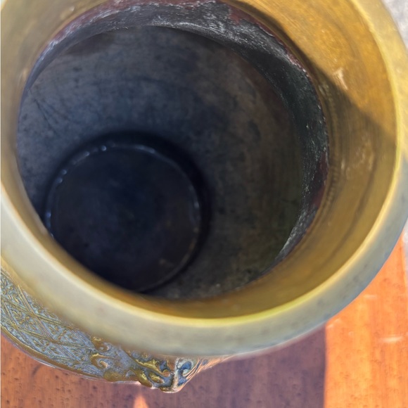 Chinese Patinated Bronze Champleve Enamel Vase - Picture 4 of 5